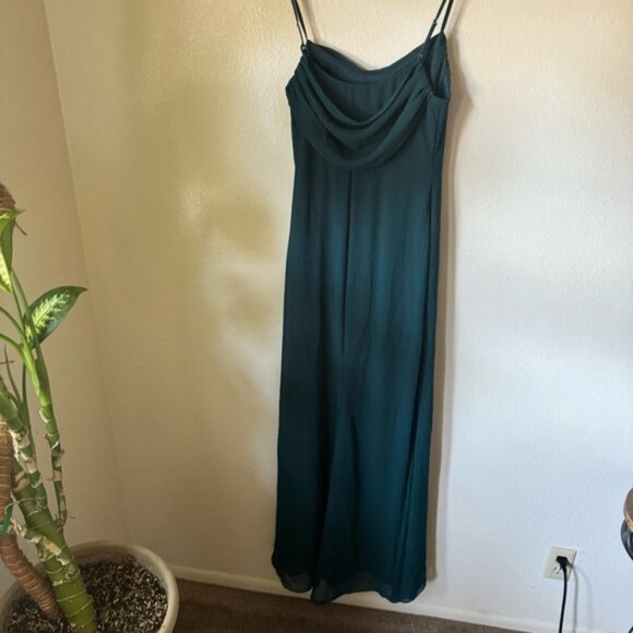 Lulus | Captivated Emerald Teal Green Cowl Neck Maxi Dress - Picture 5 of 7